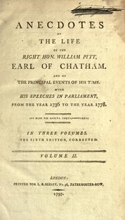 Cover of Anecdotes of the life of the Right Hon. William Pitt, Earl of Chatham by Almon, John