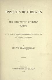 Front cover of Principles of economics by Grover Pease Osborne