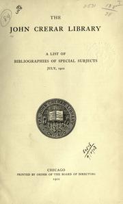 Cover of A list of bibliographies of special subjects.  July, 1902 by John Crerar Library, Chicago.