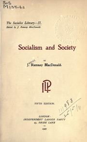 Cover of Socialism and society by James Ramsay MacDonald