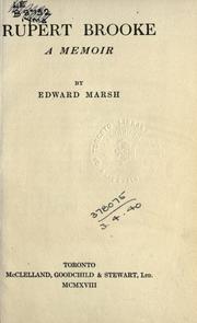 Cover of Rupert Brooke by Marsh, Edward Howard Sir