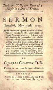 Cover of Trust in God, the duty of a people in a day of trouble by Chauncy, Charles
