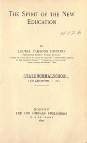 Cover of The spirit of the new education by Louisa Parsons Stone Hopkins