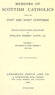 Front cover of Memoirs of Scottish Catholics during the XVIIth and XVIIIth centuries by William Forbes-Leith