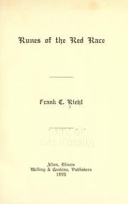 Front cover of Runes of the red race by Frank C. Riehl