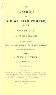 Front cover of The works of Sir William Temple, bart by Temple, William Sir