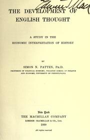Front cover of The development of English thought by Simon Nelson Patten