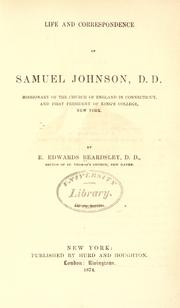 Front cover of Life and correspondence of Samuel Johnson D.D by E. Edwards Beardsley