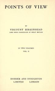 Front cover of Points of views by Birkenhead, Frederick Edwin Smith 1st Earl of