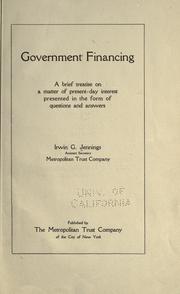 Front cover of Government financing by Irwin George Jennings