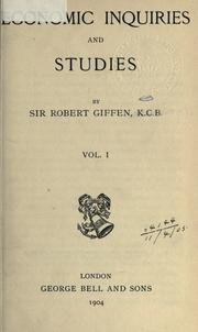 Front cover of Economic inquiries and studies by Giffen, Robert Sir