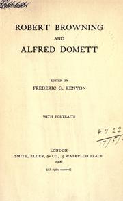 Cover of Robert Browning and Alfred Domett by Robert Browning