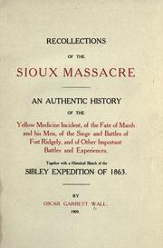 Front cover of Recollections of the Sioux massacre by Oscar Garrett Wall