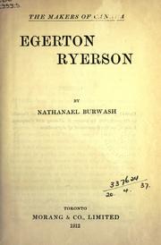 Front cover of Egerton Ryerson by Burwash, Nathanael