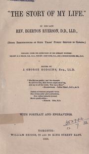 Front cover of "The story of my life" by Egerton Ryerson