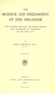 Front cover of The science and philosophy of the organism by Hans Driesch