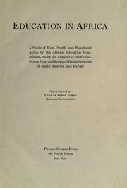 Front cover of Education in Africa by African Education Commission (1920-1921)
