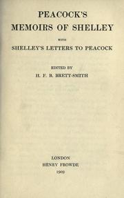 Front cover of Peacock's memoir of Shelley by Thomas Love Peacock