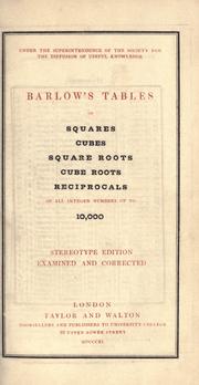 Front cover of Barlow's tables of squares, cubes, square roots, cube roots and reciprocals of all integer numbers up to 10,000 by Peter Barlow