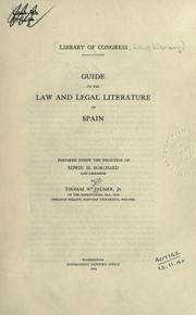 Front cover of Guide to the law and legal literature of Spain by Palmer, Thomas Waverly