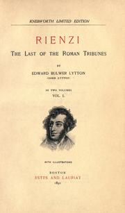 Cover of Rienzi, the last of the Roman tribunes by Edward Bulwer Lytton, Baron Lytton