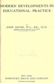 Cover of Modern developments in educational practice by John Adams