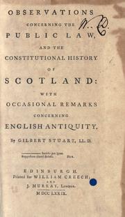 Front cover of Observations concerning the public law, and the constitutional history of Scotland by Gilbert Stuart