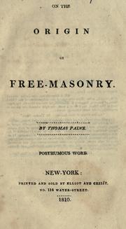 Cover of On the origin of free-masonry by Thomas Paine