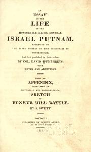 Front cover of An essay on the life of the Honourable Major General Israel Putnam by Humphreys, David