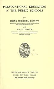 Front cover of Prevocational education in the public schools by Leavitt, Frank Mitchell.