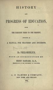 Front cover of History and progress of education by Linus Pierpont Brockett