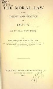 Front cover of The moral law by Edward John Hamilton