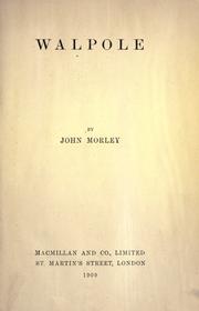 Front cover of Walpole by John Morley, 1st Viscount Morley of Blackburn