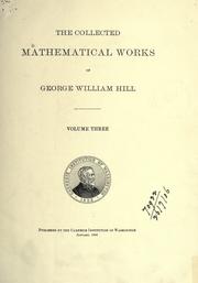 Cover of Collected mathematical works by George William Hill