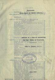 Front cover of Outline of a plan of accounting for the state of Wisconsin by John B. Tanner
