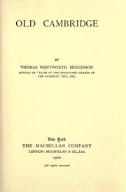 Front cover of Old Cambridge by Thomas Wentworth Higginson