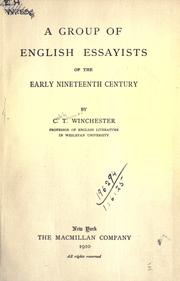 Front cover of A group of English essayists of the early nineteenth century by C. T. Winchester