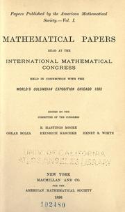 Front cover of Mathematical papers read at the International Mathematical Congress held in connection with the World's Columbian Exposition by International Congress of Mathematicians (1893 Chicago, Ill.)