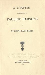 Front cover of A chapter from the story of Pauline Parsons by Theophilus Brass
