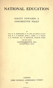 Front cover of National education by Magnus, Laurie