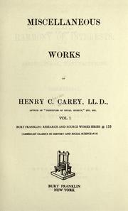 Cover of Miscellaneous works by Henry Charles Carey