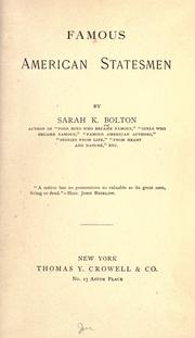 Cover of Famous American statesmen by Sarah Knowles Bolton