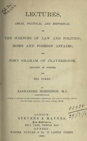 Front cover of Lectures, legal, political, and historical by Robertson, Alexander