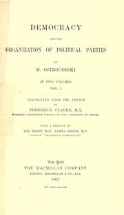 Front cover of Démocratie et l'organisation des partis politiques by Ostrogorski, M.