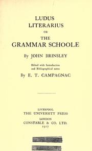 Cover of Ludus literarius by Brinsley, John