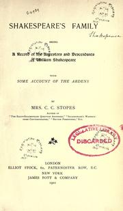 Cover of Shakespeare's family by C. C. Stopes