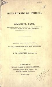 Front cover of The metaphysics of ethics by Immanuel Kant