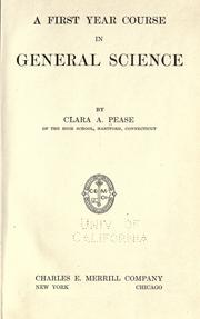 Front cover of A first year course in general science by Clara Alice Pease