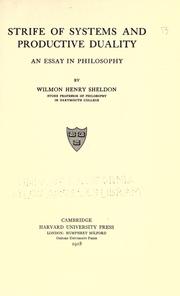 Cover of Strife of systems and productive duality by Wilmon Henry Sheldon