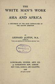 Front cover of The white man's work in Asia and Africa by Leonard Alston
